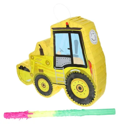 Produktbild von Papier-Piñata in Baggerform für Geburtstagsfeiern und Partydekoration