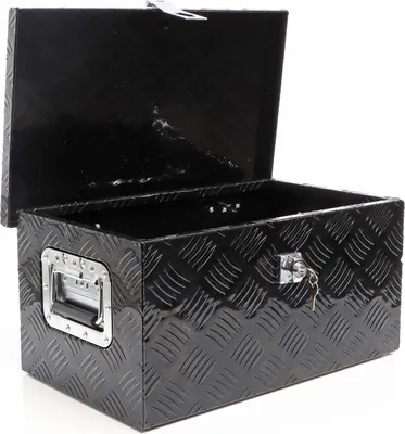 Produktbild von XPOtool skrzynka narzędziowa aluminiowa 50,8x30,5x24 cm Czarna skrzynka transportowa, skrzynka narzędziowa z kluczem, aluminiowa skrzynka z uchwytami