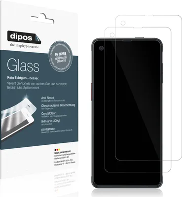 A product package for screen protectors next to a smartphone with screen protectors applied.