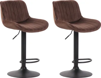 Produktbild von 2er Set Barhocker HLO-CP68 Samt schwarz  braun