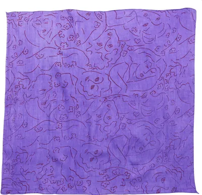 Produktbild von Bandana Tuch - Gesichter lila - rot - quadratisches Kopftuch