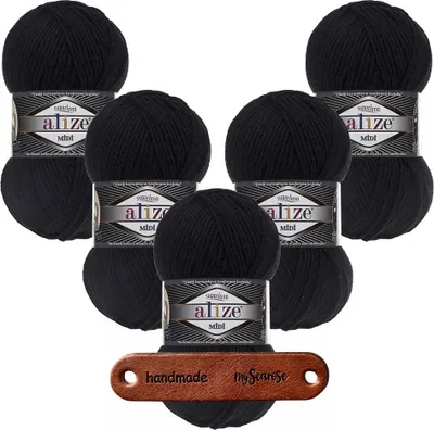 Produktbild von 5 x ALIZE Superlana Midi 60 Black mit Label