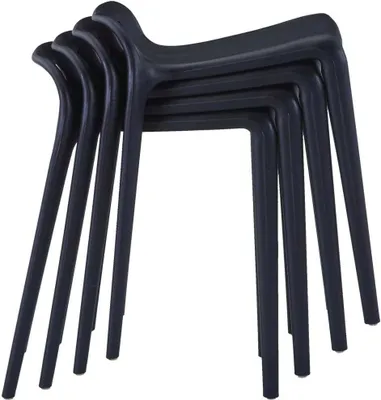 Immagine prodotto di Sgabelli Impilabili 4 pz Neri in Plastica