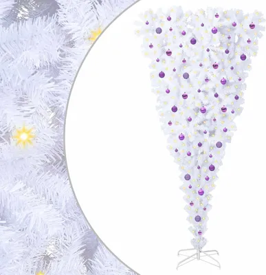 Image de vidaXL Sapin de Noël artificiel blanc 240 cm PVC et acier