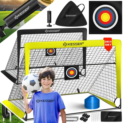 Produktbild von KESSER® Fussballtor 2er Set, Antirutsch, inkl. Hütchen, Zielscheibe, Sporttasche & Ballpumpe