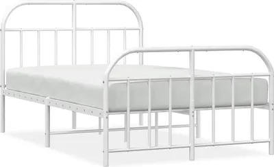 Obrázek produktu pro vidaXL Postel s čelem a nohou kovová bílá 120x200 cm