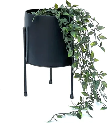 Obrázek produktu pro Moderní květinový stolek s květináčem - černý 32 cm Stojan na květiny a rostliny