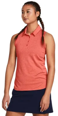 Image de Polo sans manches Under Armour Golf Playoff pour femme, rouge, taille S