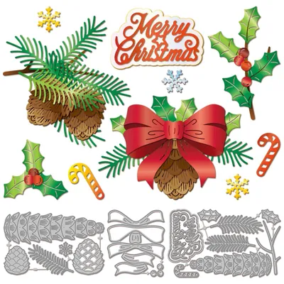 Productafbeelding van Stanzvormen voor Kerstboomappels - 3-delige set voor kaarten maken