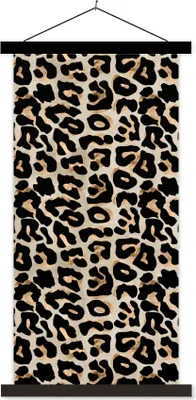 Produktbild von MuchoWow® Textilposter Pantherdruck - Braun - Luxus 60x120 cm mit schwarzem Rahmen - Magnete