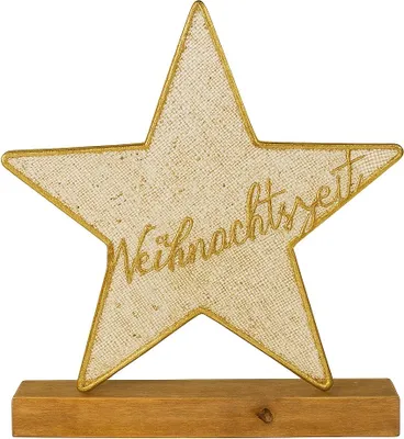Produktbild von Weihnachtszeit - goldener Stern auf Holzsockel 30*32*5 cm - 75233
