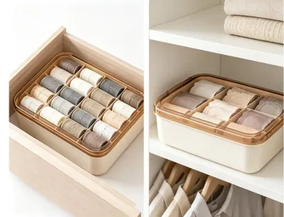 Unterwäsche-Organizer, 15 Fächer, mit Deckel, 30,8 x 21,2 x 8,75 cm
