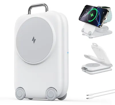 Produktbild von 3-in-1 Ladestation faltbar – N52-Magnete, 20W QC3.0 – Für iPhone 17/16/15/14/13/12, Apple Watch und AirPods