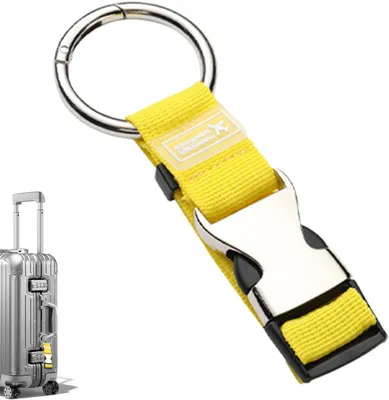 Imagen del producto de Gancho para equipaje - Correa para maletas - Accesorios de viaje - Para organizar el equipaje - Ajustable y de varios colores - Ancho: 2,5 cm, Longitud: 16 cm - Amarillo