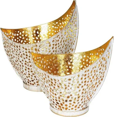 Produktbild von Goldene und weiße Teelicht-Halter für Tischdeko