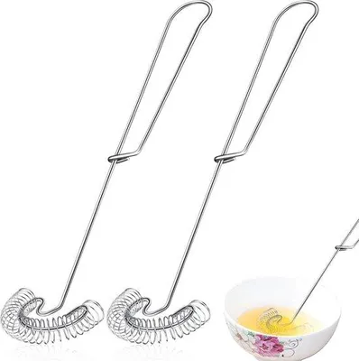 Productafbeelding van Ibenzoa® 2-delig set garde van roestvrij staal – spiraalvormig voor mengen en roeren, geschikt voor contact met voedsel, vaatwasmachinebestendig, zilverkleurig