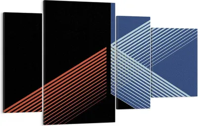 Produktbild von Bild auf Leinwand - Leinwandbild - 4 Teile - Abstraktion Schwarz Blau - 120x70cm - Wand Bild - Wanddeko - Wandbilder - Leinwanddruck - Bilder - Wanddekoration - Leinwand bilder - DL120x70-4458