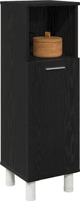 Image de vidaXL Armoire de salle de bain avec porte noire imitation chêne 30 x 30 x 95 cm
