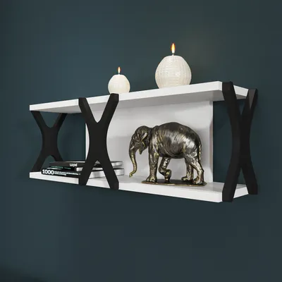 Produktbild von Decorotika Seza Wandregal, Breite 72 cm | Weiß & Schwarz