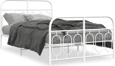 Obrázok produktu pre vidaXL Detská posteľ s čelom a nohami kovová biela 120x190 cm