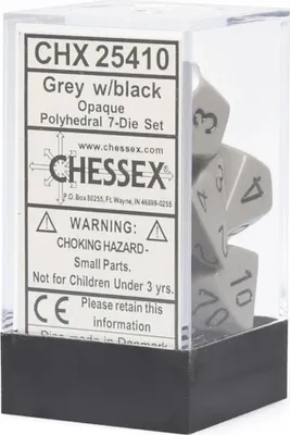 Produktbild von Chessex Polyhedral 7 Die Würfel-Set Opaque Grau/Schwarz