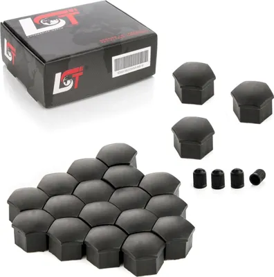 Produktbild von 20x Radschrauben Kappen Radschraubenkappen 17 mm schwarz Matt für VW SEAT SKODA