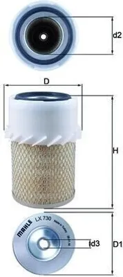 Produktbild von Luftfilter MAHLE LX 730 für LAND ROVER Defender SUV (L316) Filtereinsatz