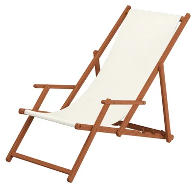 Produktbild von Liegestuhl weiß Gartenliege klappbare Sonnenliege Deckchair Strandstuhl Holz Gartenmöbel 10-303