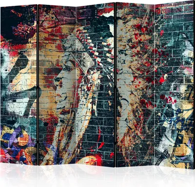 Obrázok produktu pre Obojstranný paraván Ľudia 225x172 cm 5-dielny viacfarebný
