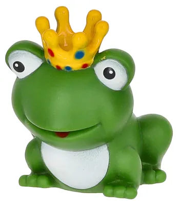 Produktbild von Badeente Froschkönig 7x8x7,5cm PVC grün weiß gelb Badespielzeug Quietscheente Badewanne Frosch Krone Badebegleiter Märchenfigur