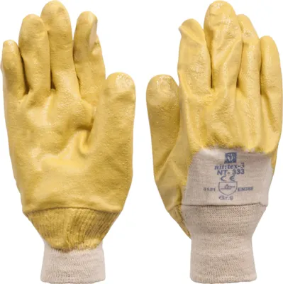 Produktbild von Arbeitshandschuhe - Schutzhandschuhe Nitril K020-3 gelb Größe L Mit langem Strickbund