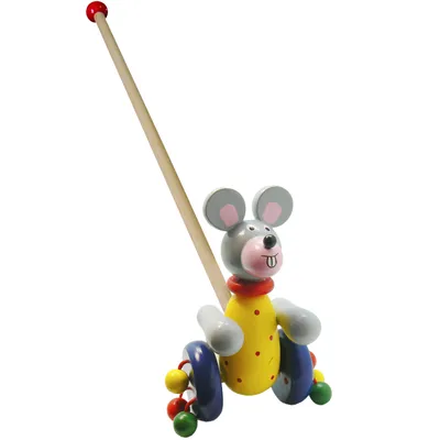 Immagine prodotto di Topolino in legno, appeso a un bastone