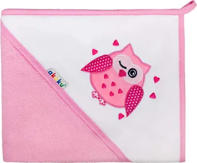 Produktbild von Babyhandtuch 80x80 Akuku rosa mit Eule