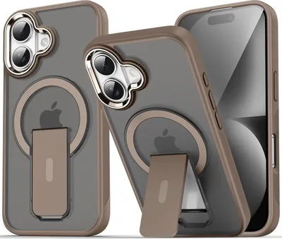 Obrázek produktu pro Magnetické pouzdro pro iPhone 17, kompatibilní s MagSafe, matná zadní strana, nárazuvzdorný kryt se stojánkem Bronzová