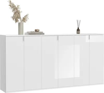 Produktbild von Garderobenkombination Weiß-Nachbildung Hochglanz 183x99x34 cm