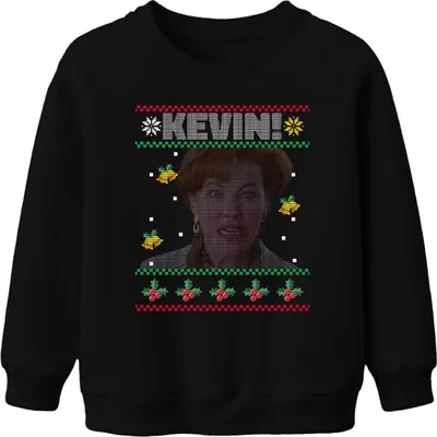 Produktbild von Kate McCallister Kevin Allein zu Haus - Ugly Christmas Sweater Weihnachtsgeschenk Uni Kinder Sweatshirt, Schwarz, 104