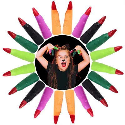 Produktbild von Nagelhoezen Halloween Geisterfinger, 20 Stück, bunte Nagelabdeckungen für Kostüme