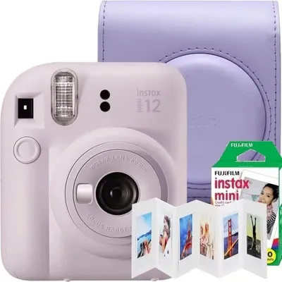 Image de Fujifilm Instax Mini 12 Set appareil photo instantané, Violet Violet avec couvercle, cadre alcyte 6 positions et 1x10 film