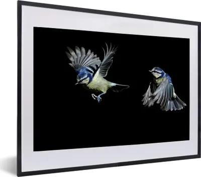 Produktbild von MuchoWow® MuchoWow® Gerahmtes Poster Vögel - Federn - Schwarz 60x40 cm - Poster mit zchwarzem Bilderrahmen - Schlafzimmer - Plakat in Rahmen - Drucken