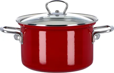 Image de Pot, Pot d'émail classique, massif, rouge 16 cm 2,1 l