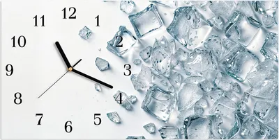 Produktbild von Wanduhr aus Glas mit Motiv Eiswürfel Haufen- 60 x 30 cm - inkl. Aufhängesystem