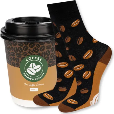 Produktbild von Damen Baumwollsocken von SOXO - Socken mit Kaffee-Motiv im To-Go-Becher - Größe 35-40 - Lustiges Geschenk für Frauen - Geburtstagsgeschenk