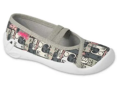 Produktbild von Mädchen Ballerinas Hausschuhe Befado Blanca 116Y315 Grau mit Katzen