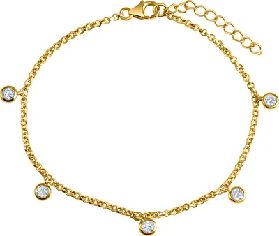 Zdjęcie produktu dla Bransoletka V ze srebra próby 925, 18+3 cm, żółta cyrkonia, biała, 358260195V