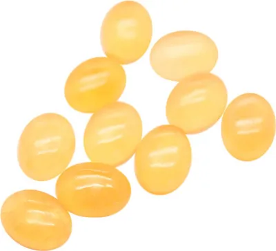 Produktbild von 10 Hochwertige mandarinfarbene Aragonit Cabochons, 8 x 6 mm