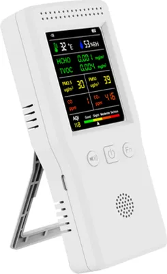 Zdjęcie produktu dla przenośny miernik jakości powietrza 9 w 1 - PM2.5, PM10, CO2, HCHO, TVOC, temperatura, wilgotność, AQI, kolorowy wyświetlacz LCD z podświetleniem