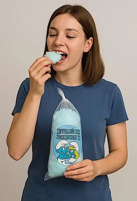 Produktbild von Zuckerwatte | Blaue Zipfelmützen Zuckerwatte im Poly-Spitzbeutel 70g | Heidelbeergeschmack