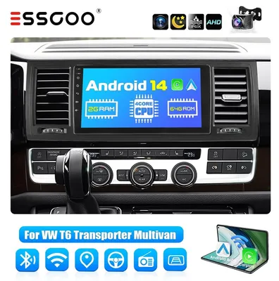 Produktbild von Android 14 Autoradio 9 Zoll für VW T6 Transporter Multivan GPS Navigation Carplay 64GB Speicher 2GB RAM 4x45W Touchscreen Freisprechanlage RDS Kamera