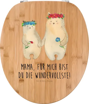 Produktbild von Mr. & Mrs. Panda Klodeckel Bären mit Blumenkranz - Transparent - Geschenk, Lieblingsmensch, Kinder, Toilettendeckel, Mutti, Muttertag, WC-Sitz, WC Brille, Sitz, Deckel