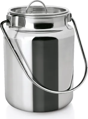 Produktbild von 5x Transportkanne Mit Tragebügel und Steckdeckel, 3 L, Chromnickelstahl, silber, Ø 15 cm